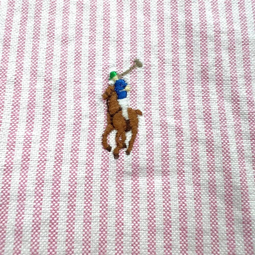 Ralph Lauren Mens Shirt XL Classic Fit Flesh Pony Striped Button Up Short Sleeve - Picture 4 of 9